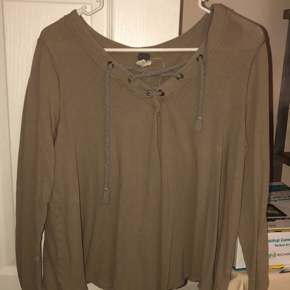 We the free criss cross tie front loose tunic